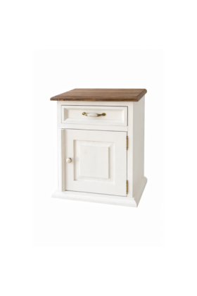 Provence stílusú fa éjjeliszekrény, vintage design, barna színű